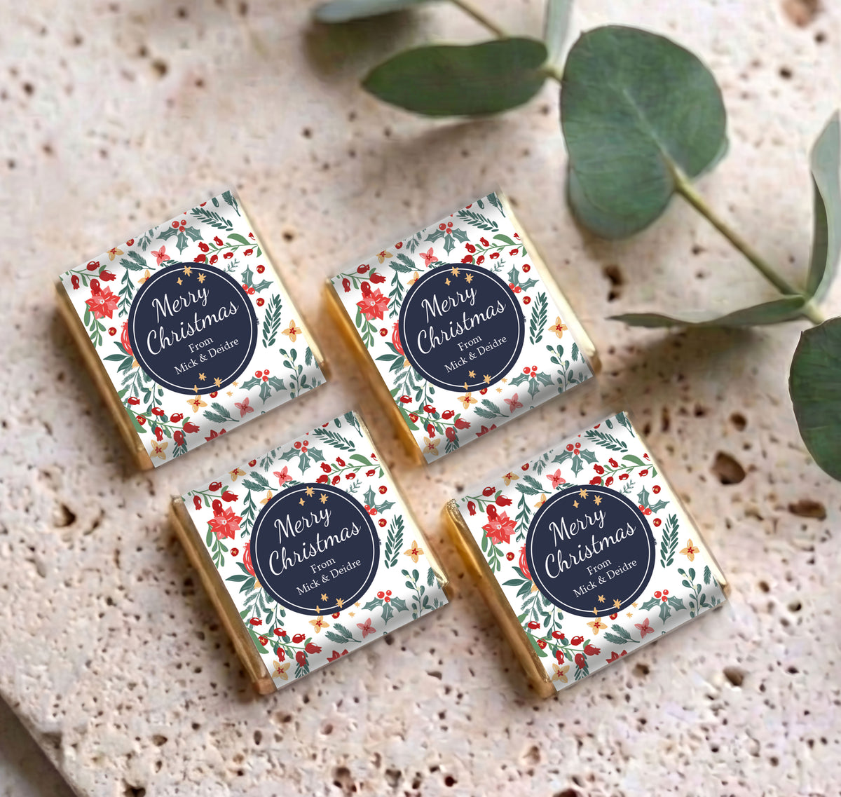 Christmas Florals Personalised Mini Chocolates