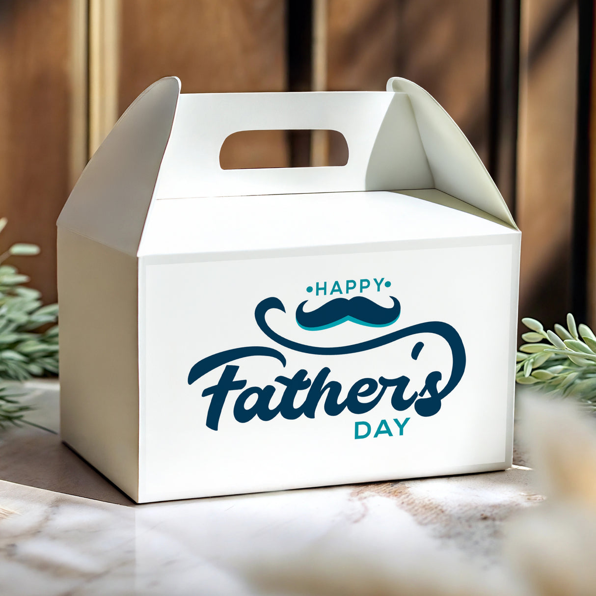 Moustache Fathers Day Personalised Gable Favour Box