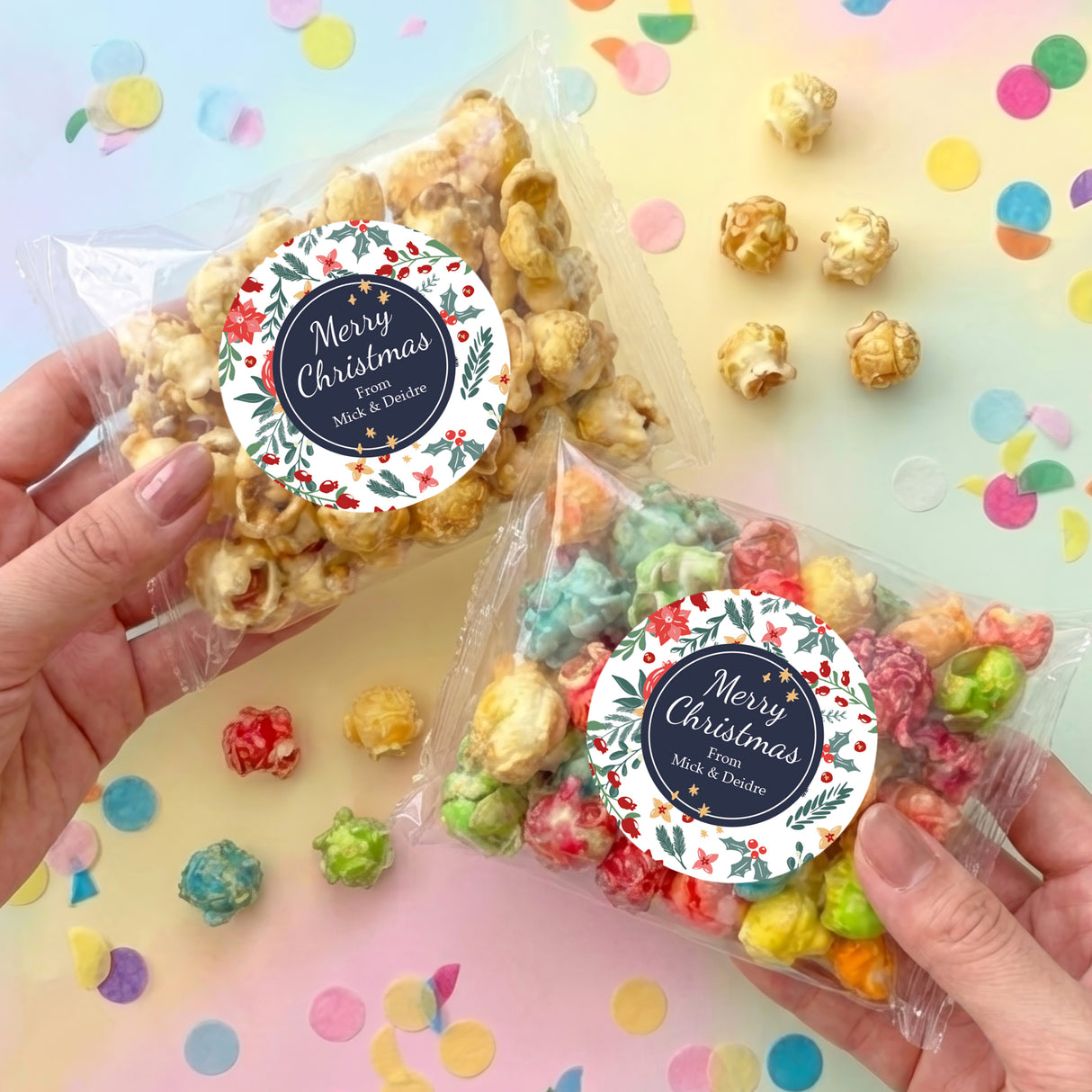 Christmas Florals Personalised Popcorn Bag