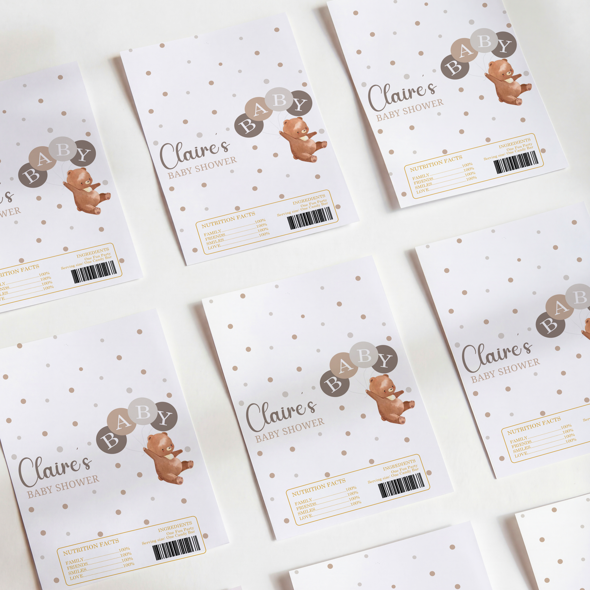 Teddy Bear & Balloons Baby Shower DIY Printed Chocolate Wrappers