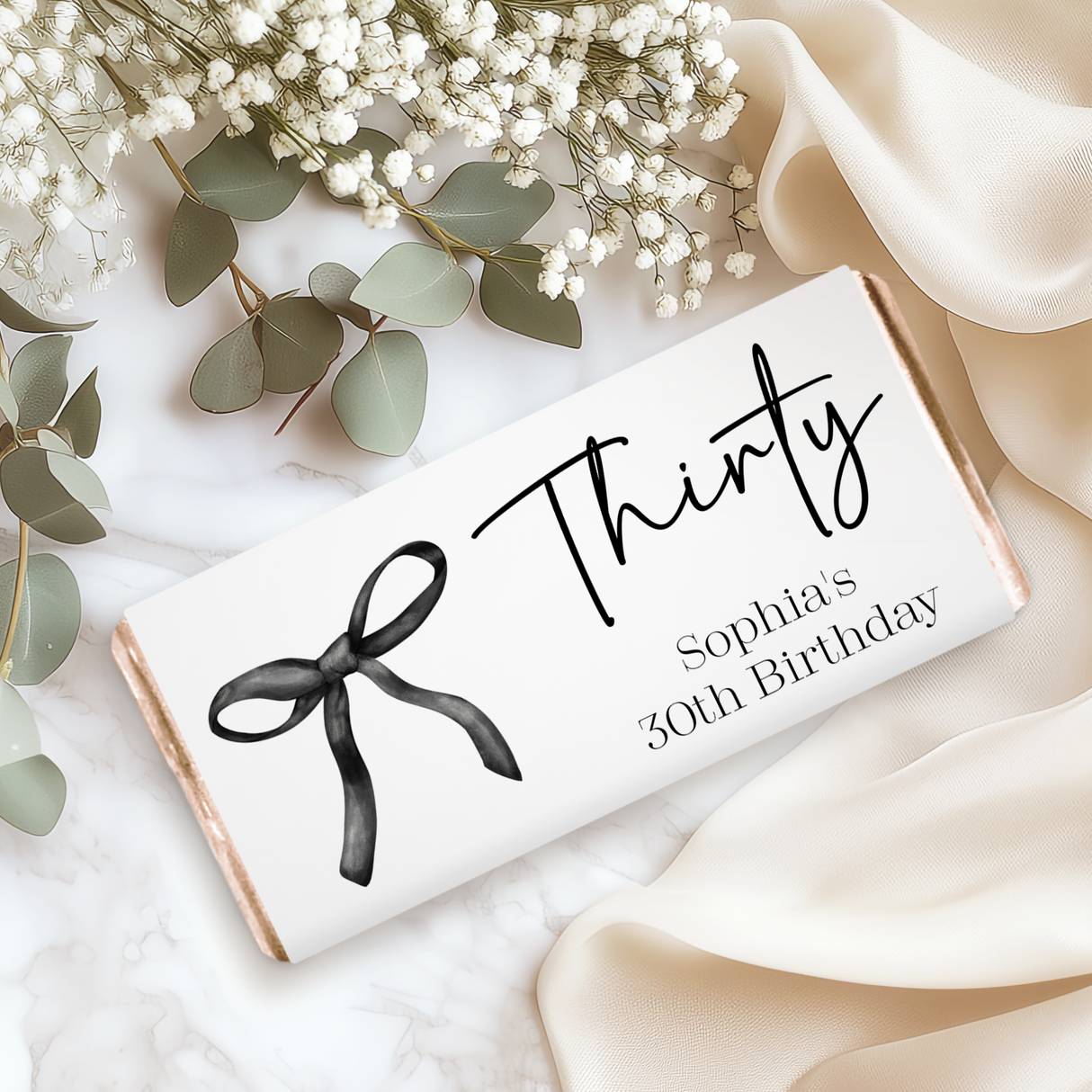 Black Bow 30th Birthday Chocolate Bar
