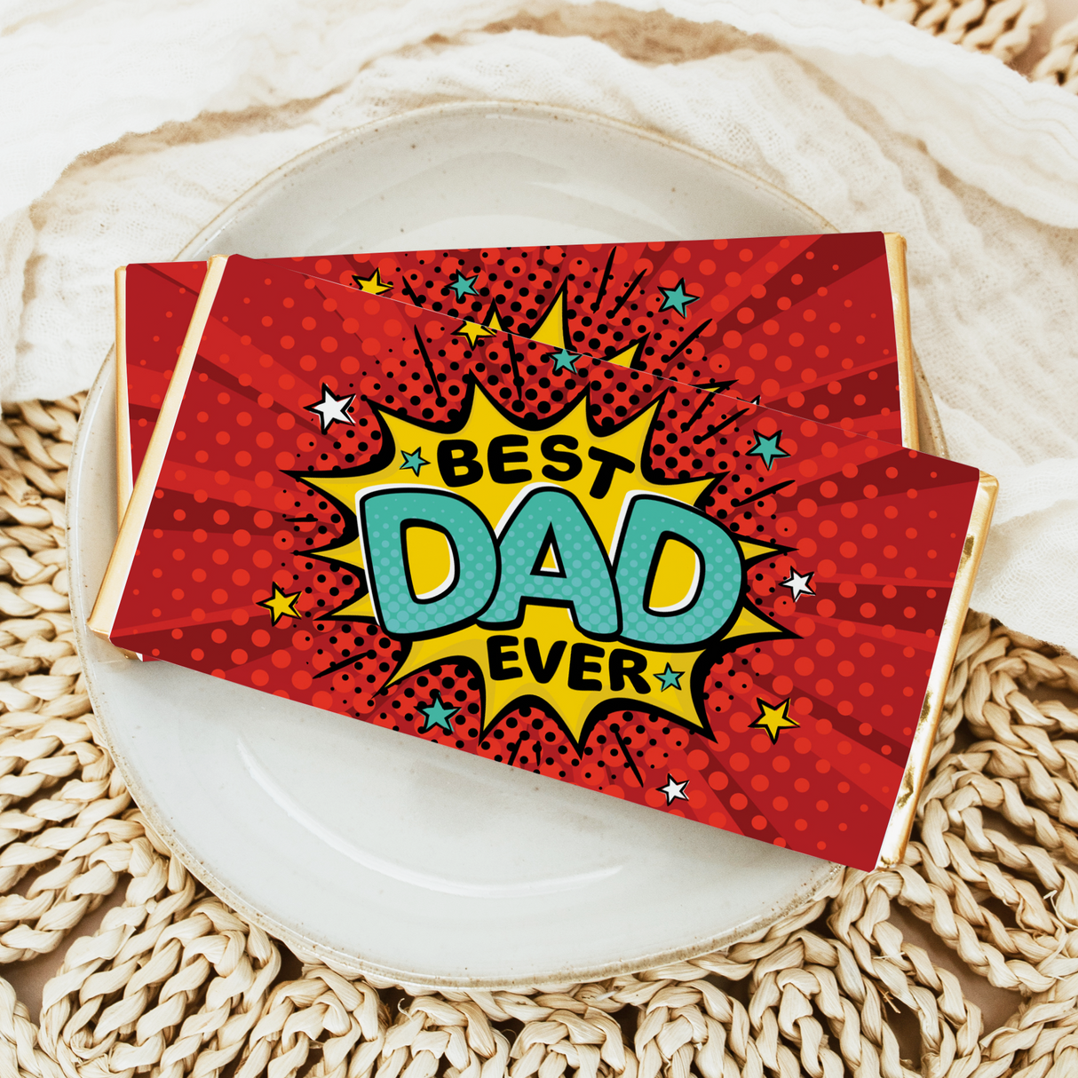 Fathers Day Best Dad Ever Red Comic Chocolate Bar
