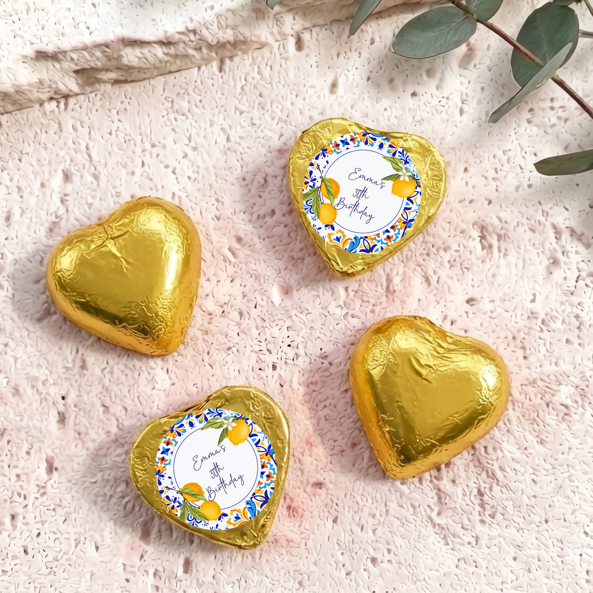 Amalfi Lemons 30th Birthday Personalised Foil Covered Chocolate Hearts