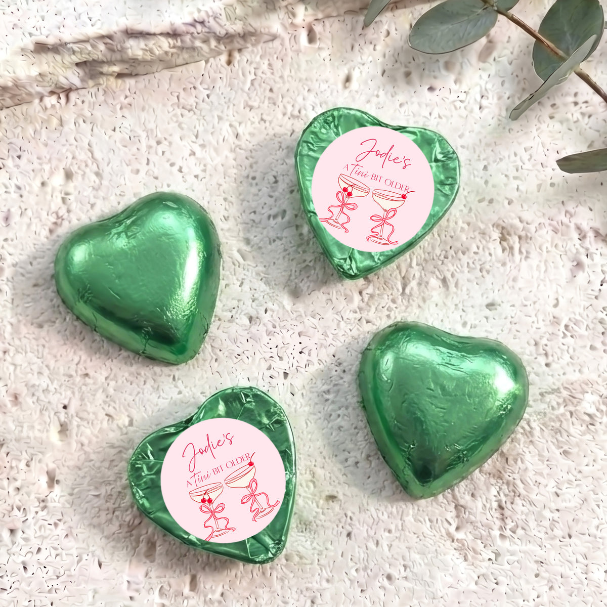 Tini Bit Older Martini Personalised Foil Covered Chocolate Hearts