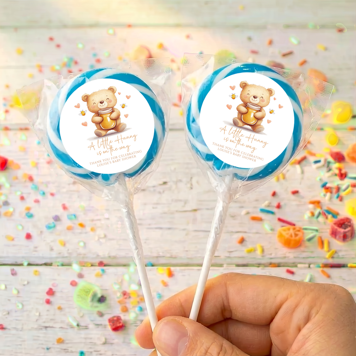 A Little Hunny Baby Shower Personalised Lollipops