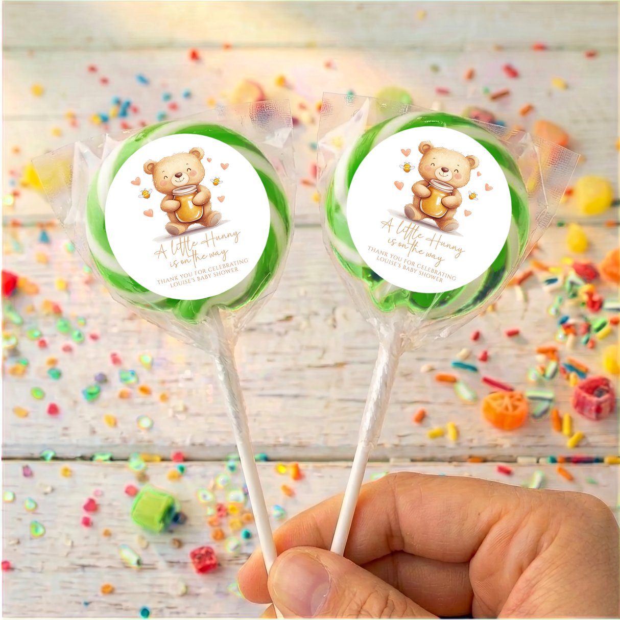 A Little Hunny Baby Shower Personalised Lollipops