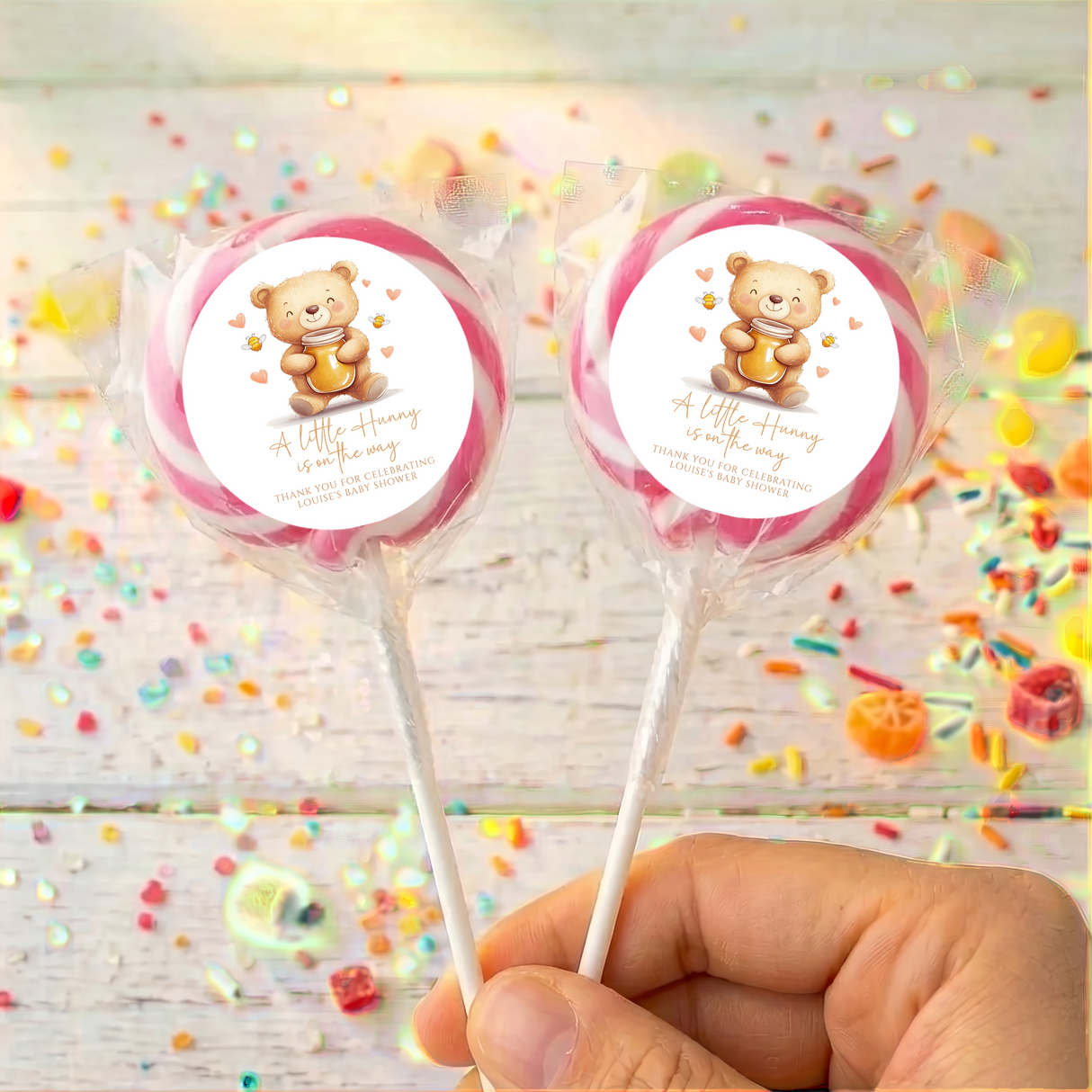 A Little Hunny Baby Shower Personalised Lollipops