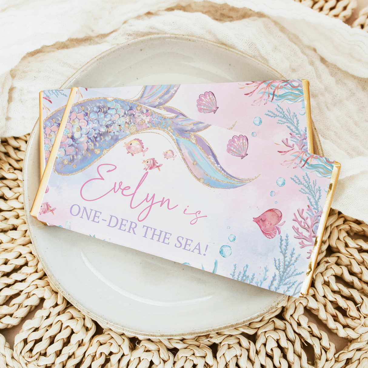 One-Der The Sea Mermaid Birthday Chocolate Bars
