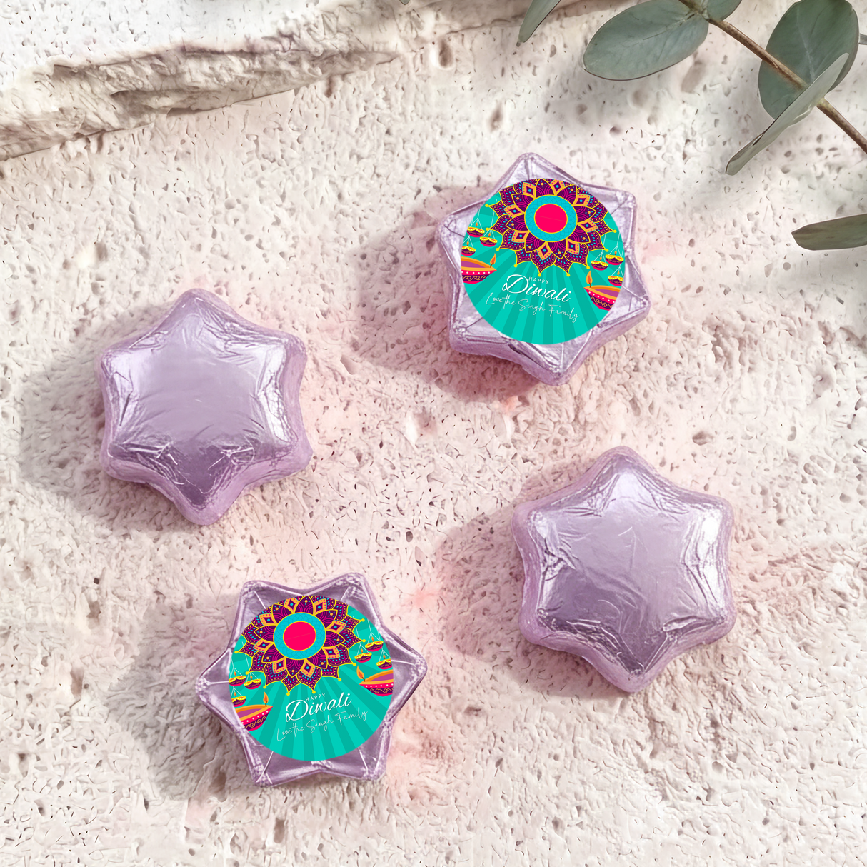 Bright Diwali Personalised Foil Covered Chocolate Stars