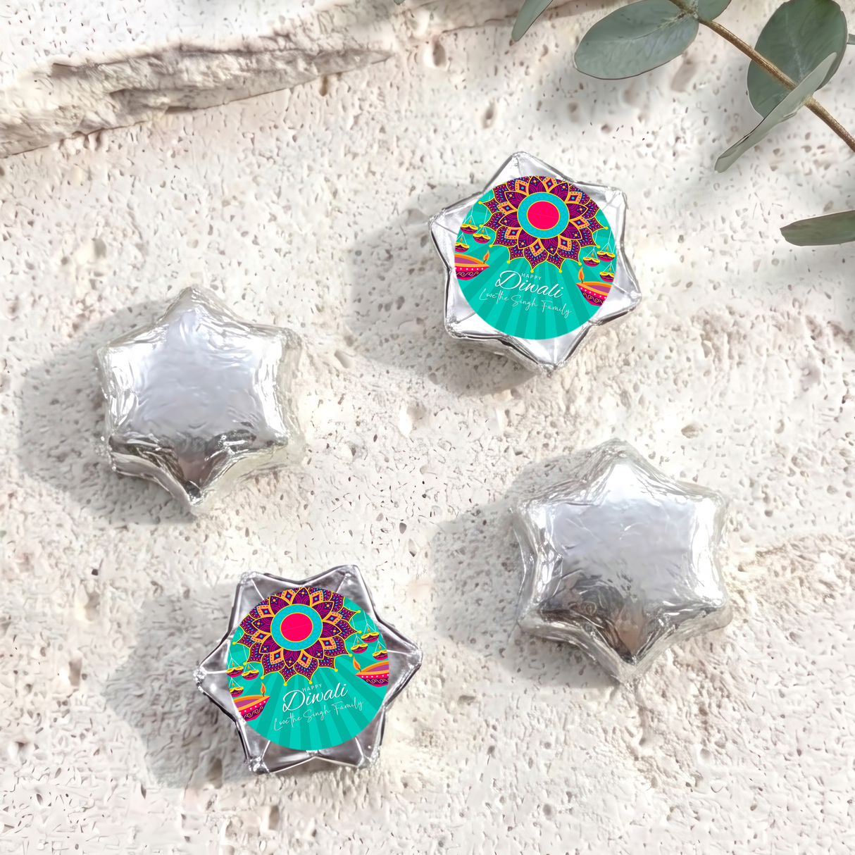 Bright Diwali Personalised Foil Covered Chocolate Stars