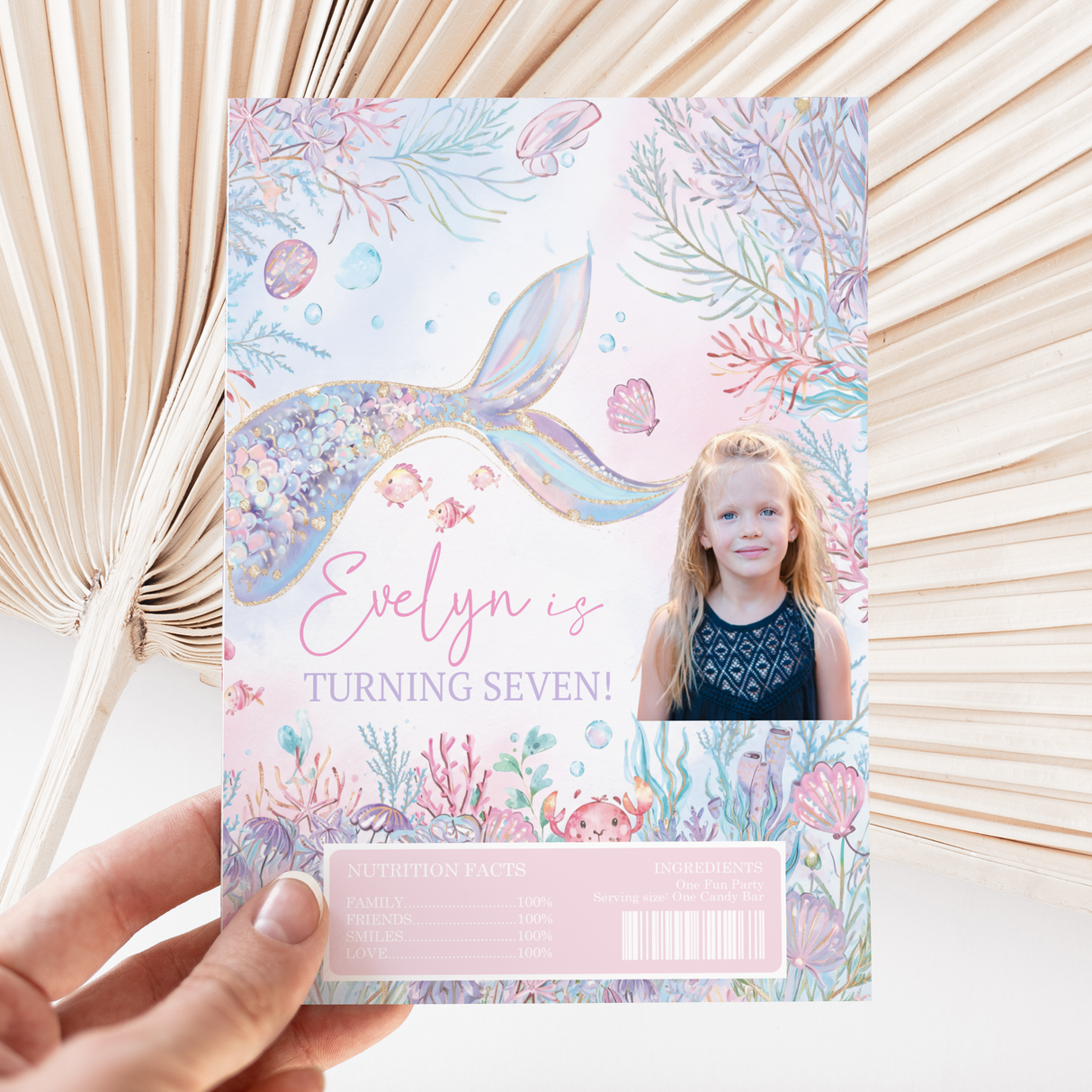 Under The Sea Mermaid Add A Photo DIY Printed Chocolate Wrappers