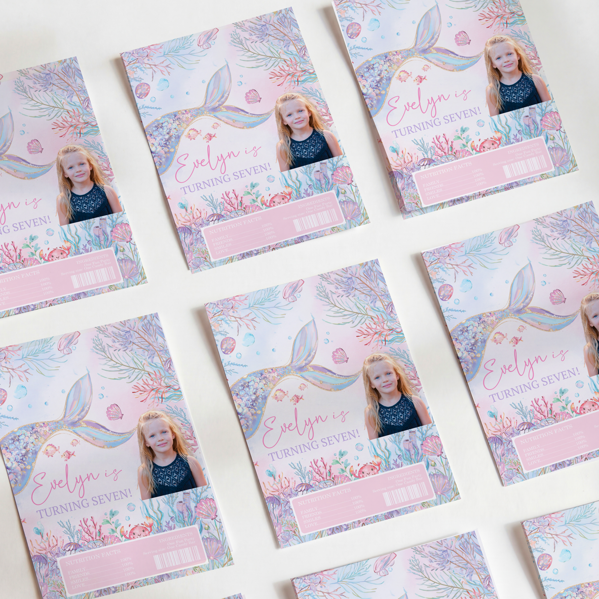 Under The Sea Mermaid Add A Photo DIY Printed Chocolate Wrappers