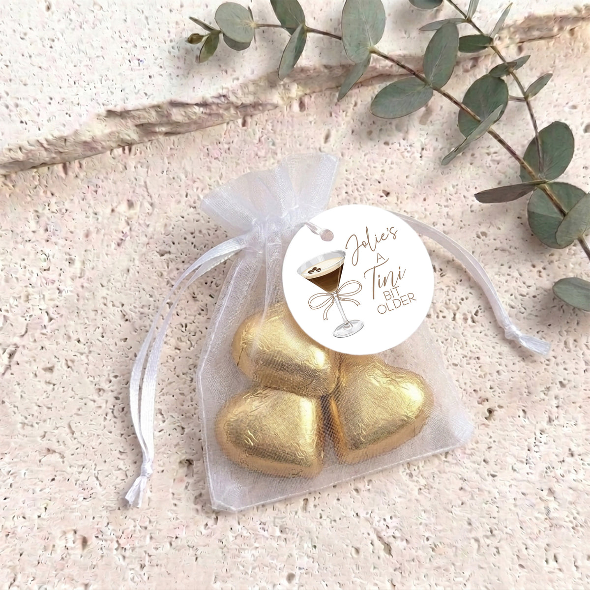 A Tini Bit Older Martin Organza Bags with Chocolate Hearts