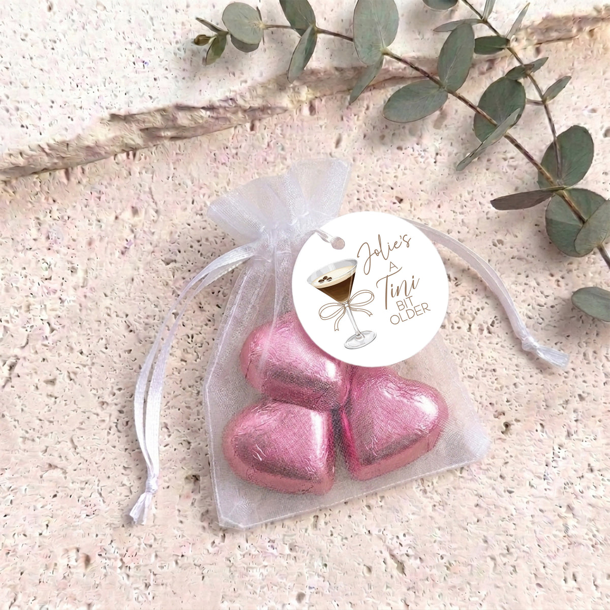 A Tini Bit Older Martin Organza Bags with Chocolate Hearts