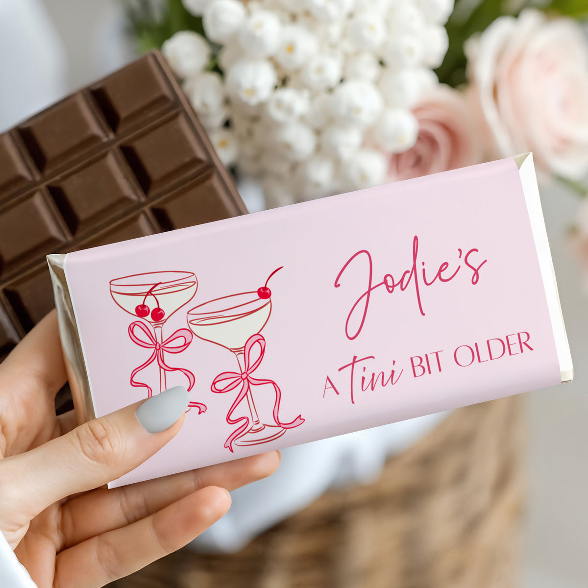 Tini Bit Older Pink Martini Personalised Chocolate Bars
