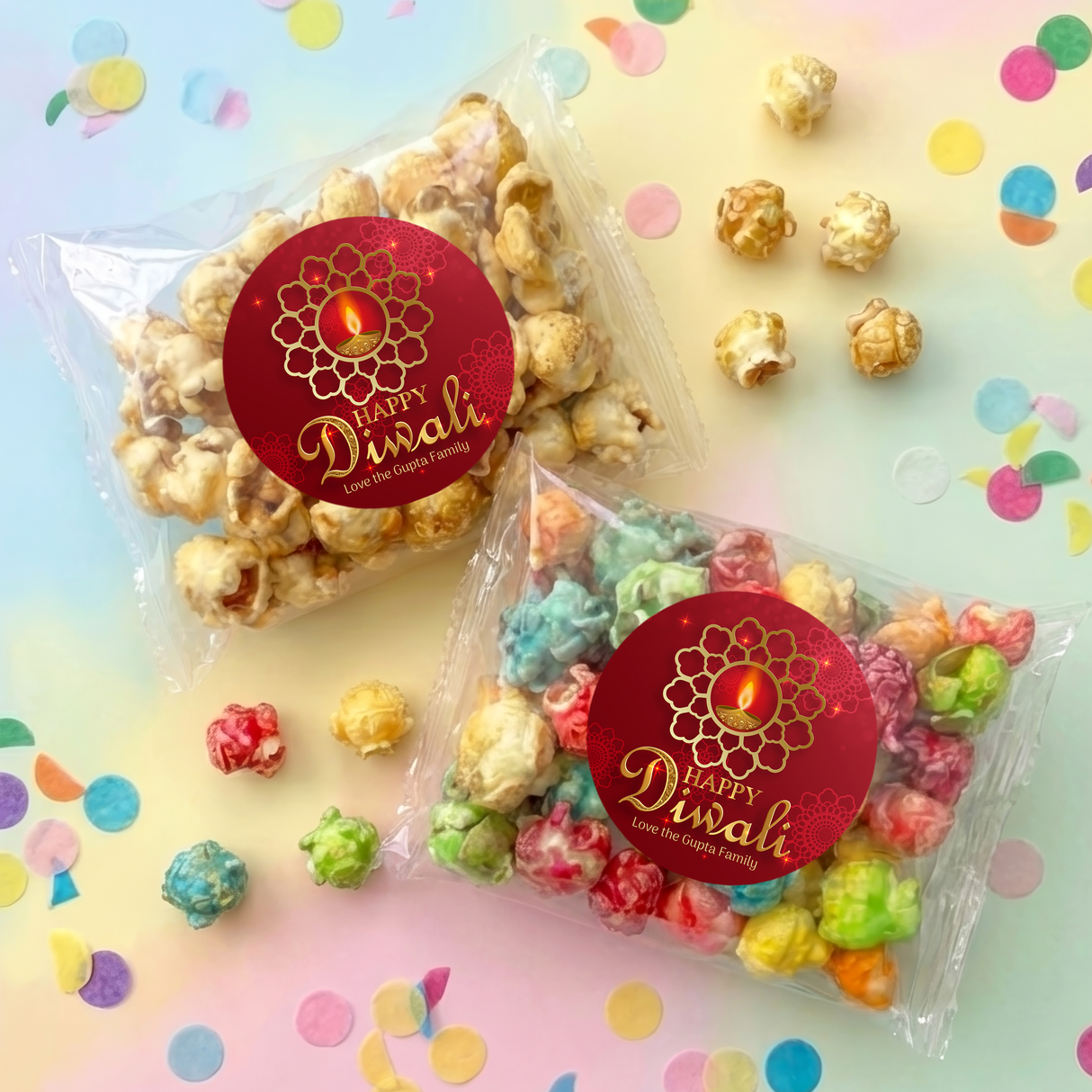 Diwali Red Candle Personalised Popcorn Bag