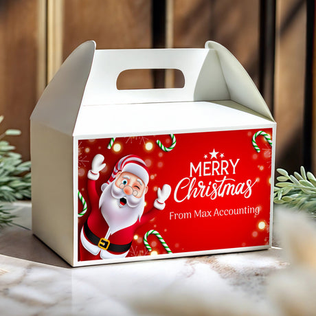 Waving Santa Personalised Gable Favour Box
