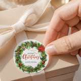 Christmas Wreath Round Printed Labels