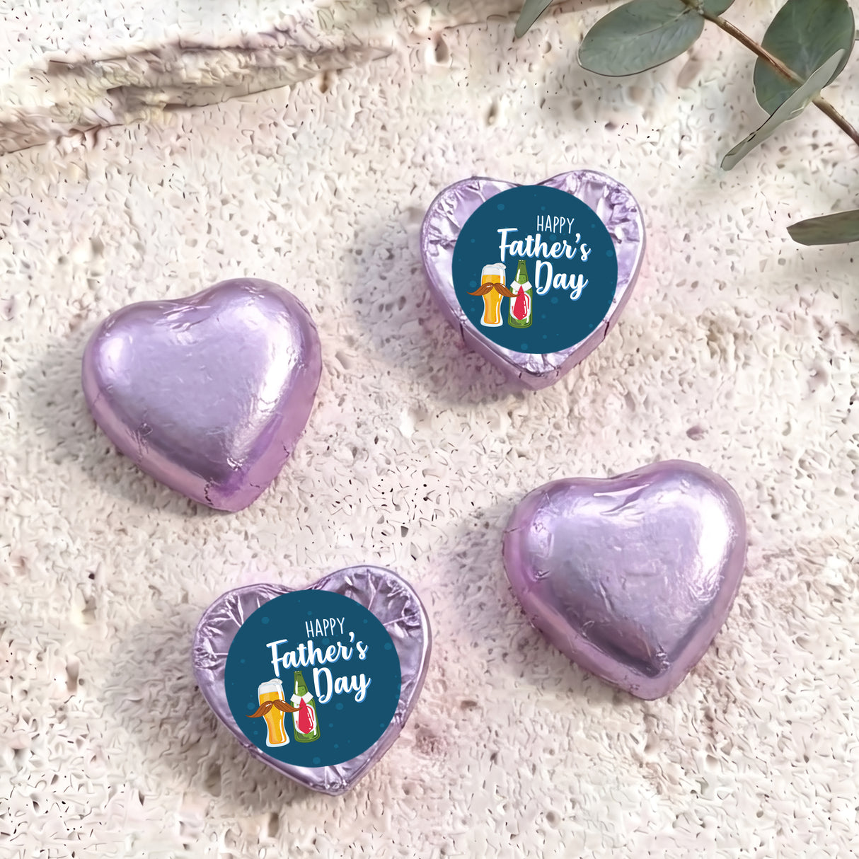 Fun Beers Fathers Day Personalised Foil Covered Chocolate Hearts