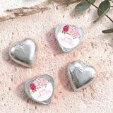 Silver foil-covered heart chocolates with floral 'Happy Mother's Day' message