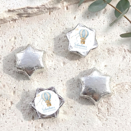 Silver foil star balloon set with personalized hot air balloon message panels