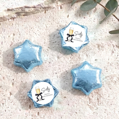 Champagne 60th Birthday Personalised Foil Covered Chocolate Stars