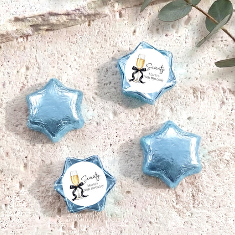 Champagne 70th Birthday Personalised Foil Covered Chocolate Stars