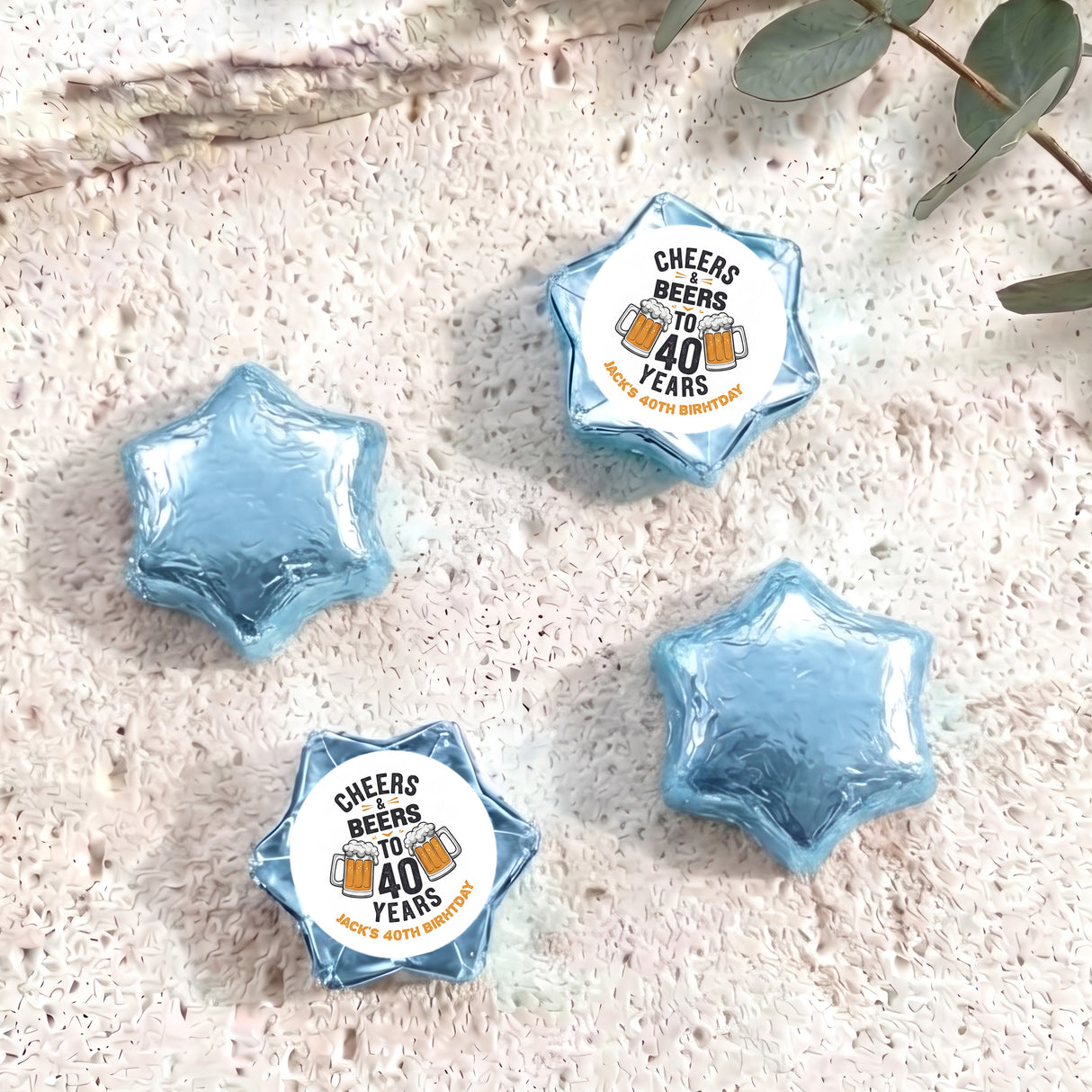 Cheers Beers 40th Birthday Personalised Foil Covered Chocolate Stars