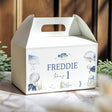 Personalised ocean animal gable favour box with lid and name 'Freddie' and '1'