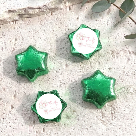 Champagne 30th Birthday Personalised Foil Covered Chocolate Stars