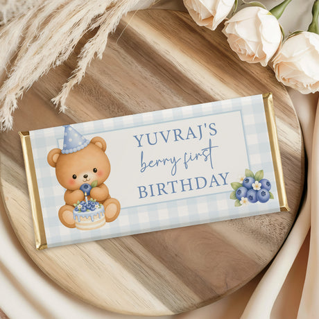 Blue Berry First Birthday Chocolate Bar