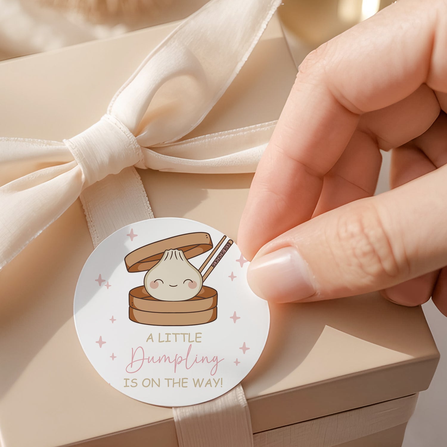 Little Dumpling Pink Round Printed Labels