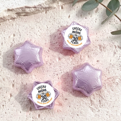Cheers Beers 30th Birthday Personalised Foil Covered Chocolate Stars