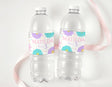 Personalised water bottle labels with pastel daisies, name MATILDA and age 3 on two bottles