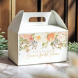 White gable favour box with pastel floral print and thank-you message window
