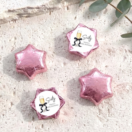Champagne 60th Birthday Personalised Foil Covered Chocolate Stars