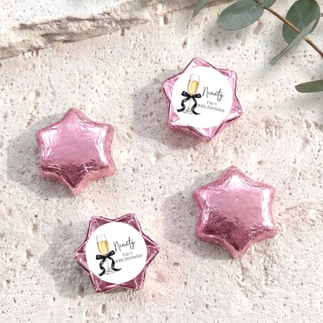 Champagne 90th Birthday Personalised Foil Covered Chocolate Stars