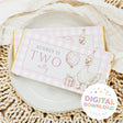 Pink plaid chocolate bar wrapper with two duck characters and birthday text