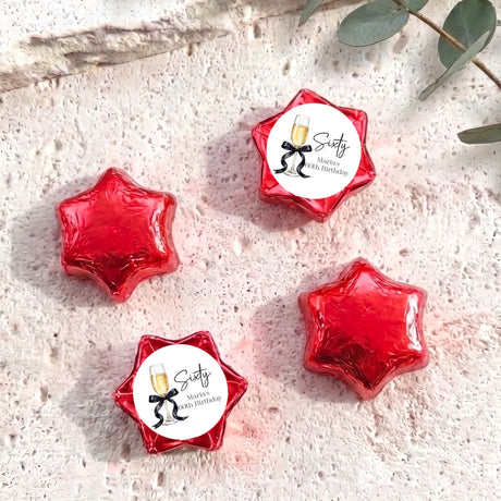 Champagne 60th Birthday Personalised Foil Covered Chocolate Stars