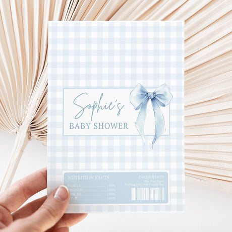 Blue Bow Baby Shower Chocolate Wrapper DIY