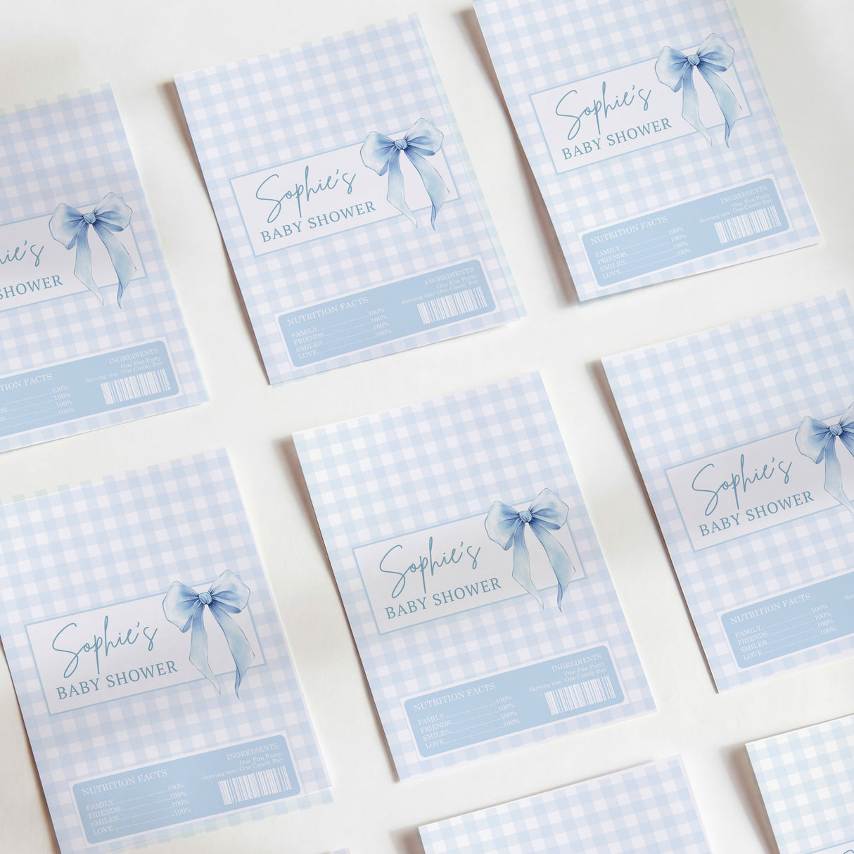 Blue Bow Baby Shower Chocolate Wrapper DIY Mockup