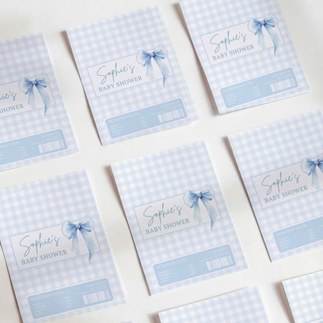Blue Bow Baby Shower Chocolate Wrapper DIY Mockup