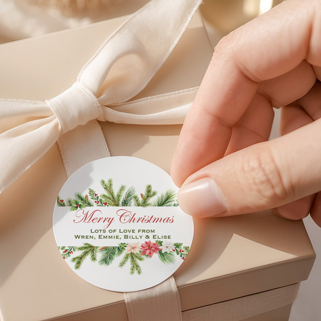 Watercolour Christmas Round Printed Labels