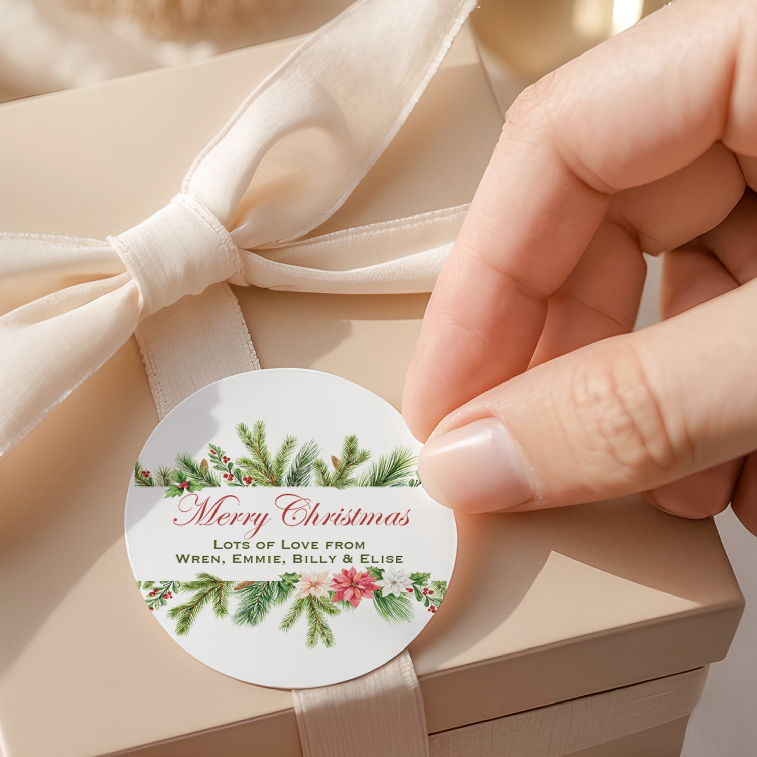 Watercolour Christmas Round Printed Labels
