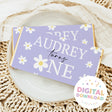 Lavender daisy birthday chocolate bar wrapper card with white daisies and name Audrey