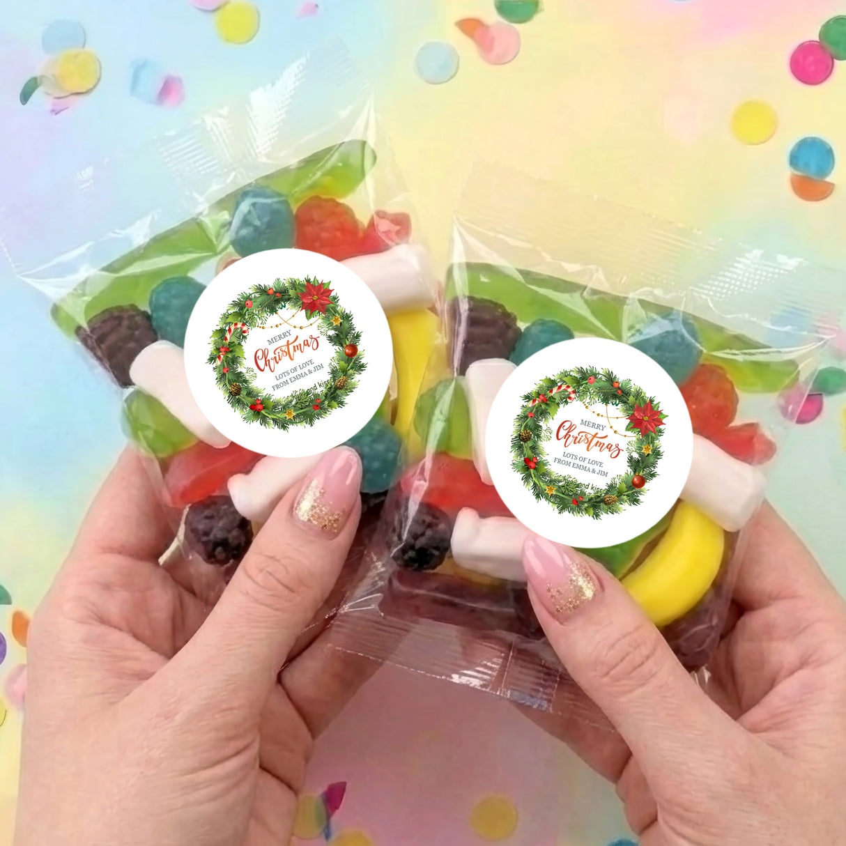 Christmas Greenery Personalised Party Mix Lolly Bag