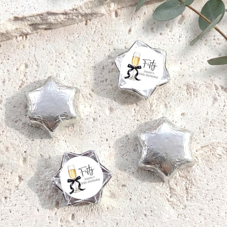 Champagne 50th Birthday Personalised Foil Covered Chocolate Stars