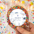 Under-the-sea baptism personalised freckles: circular sticker with Felix and sea animals
