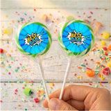Best Dad Ever Fathers Day Blue Comic Personalised Lollipops