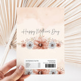 Chocolate wrapper with Happy Mother's Day text and watercolor floral design; nutrition facts panel